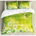 thumbnail image 1 of Daffodil Duvet Cover Set, Daffodils Under Vibrant Tree Branch Leaves Spring Petals Seasonal Foliage Theme, Decorative 3 Piece Bedding Set with 2 Pillow Shams, King Size, Green Yellow, by Ambesonne, 1 of 3