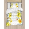 thumbnail image 1 of Daffodil Duvet Cover Set, Spring Flowers Composition for Blossoming Results Natural Print, Decorative 2 Piece Bedding Set with 1 Pillow Shams, Twin Size, Yellow White Red, by Ambesonne, 1 of 3