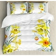 thumbnail image 1 of Daffodil Duvet Cover Set, Spring Flowers Composition for Blossoming Results Natural Print, Decorative 3 Piece Bedding Set with 2 Pillow Shams, Calking Size, Yellow White Red, by Ambesonne, 1 of 3
