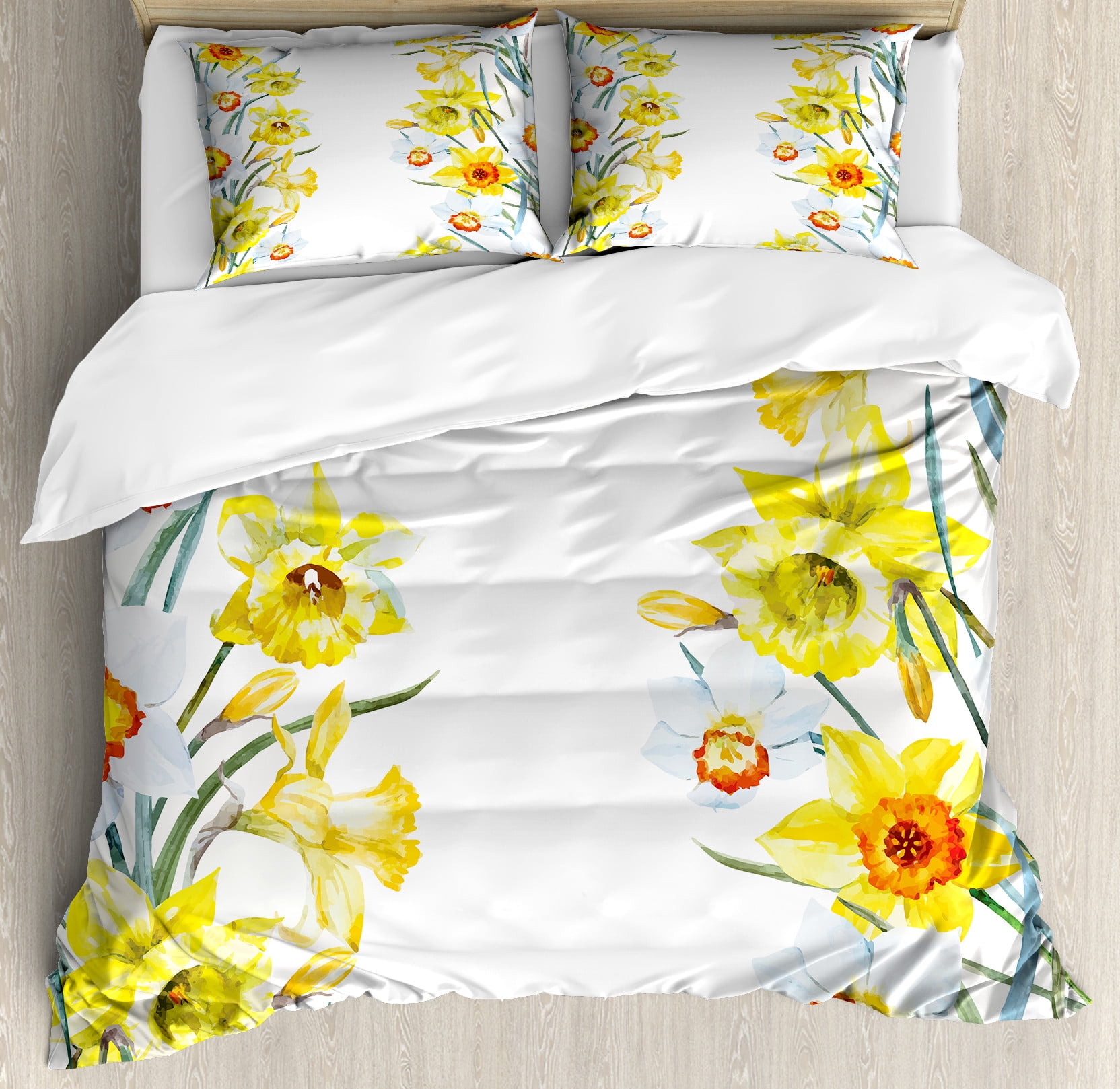 King Yellow White Red Floral Duvet Cover Set