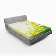 thumbnail image 1 of Ambesonne Floral Fitted Sheet, Flower Garden in Summer, Full Size, Green Yellow White, 1 of 2