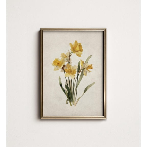 Daffodil Floral Canvas Art Wall Art Prints Painting Spring Botanical Picture Artwork Bedroom Farmhouse Nursery Decoration for Living Room No Frame