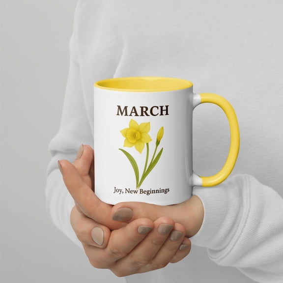 Daffodil Mug March Birth Flower, Floral Coffee Cup