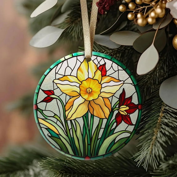 Daffodil Ornaments Ceramic For Christmas, Stained Glass Ornaments Ceramic Christmas 2025