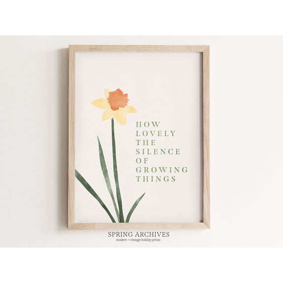 Daffodil Quote Art Print, Spring Home Decor, Easter Wall Art, Modern Floral #2935, Stretched Canvas Size 16x24