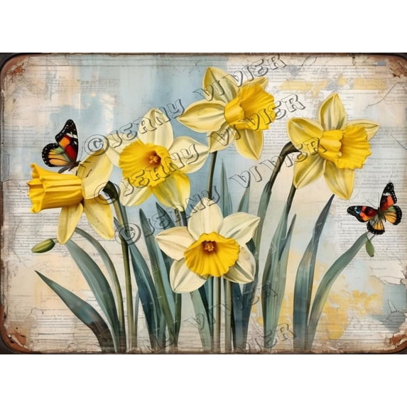 Daffodil Retro Aluminum Sign 5.5"x8" Metal Sign Daffodil Flower Wall Art Spring Bedroom Decor Tin Garden Signs for Cafes Club Pub Man Cave Wall Sign Gifts