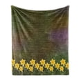 thumbnail image 1 of Daffodil Soft Flannel Fleece Blanket, Bunch of Potted Daffodils Under Calligraphy Lettering Featured Flower of Spring, Cozy Plush for Indoor and Outdoor Use, 60" x 80", Brown Yellow, by Ambesonne, 1 of 5
