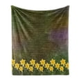 thumbnail image 1 of Daffodil Soft Flannel Fleece Blanket, Bunch of Potted Daffodils Under Calligraphy Lettering Featured Flower of Spring, Cozy Plush for Indoor and Outdoor Use, 70" x 90", Brown Yellow, by Ambesonne, 1 of 5