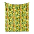 thumbnail image 1 of Daffodil Soft Flannel Fleece Blanket, Modern Daffodils Illustration Striped Setting Vitality Inner Focus Herbal Theme, Cozy Plush for Indoor and Outdoor Use, 50" x 60", Green Yellow, by Ambesonne, 1 of 5