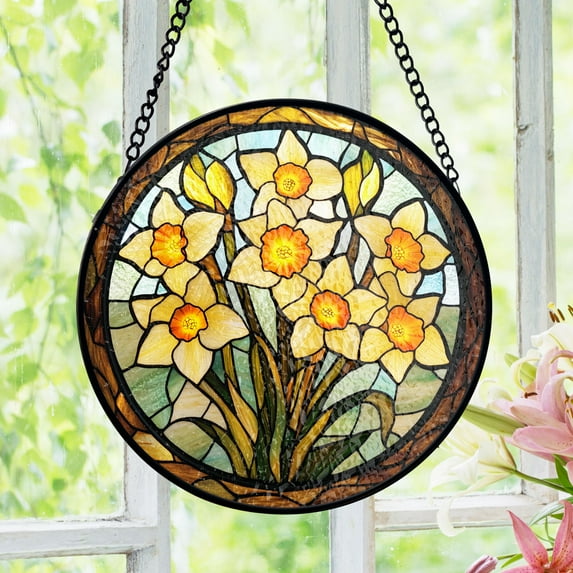 Daffodil Stained Glass Suncatcher, Yellow Floral Window Decor, Spring Garden Style, Nature Lovers, Easter Gift Idea, Gift For Mom