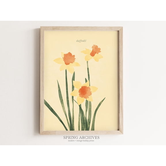 Daffodil Wall Art, Easter Party Art, Yellow Spring Home Decorations, Nature Art Prints #2950, Unframed Canvas Size 12x18