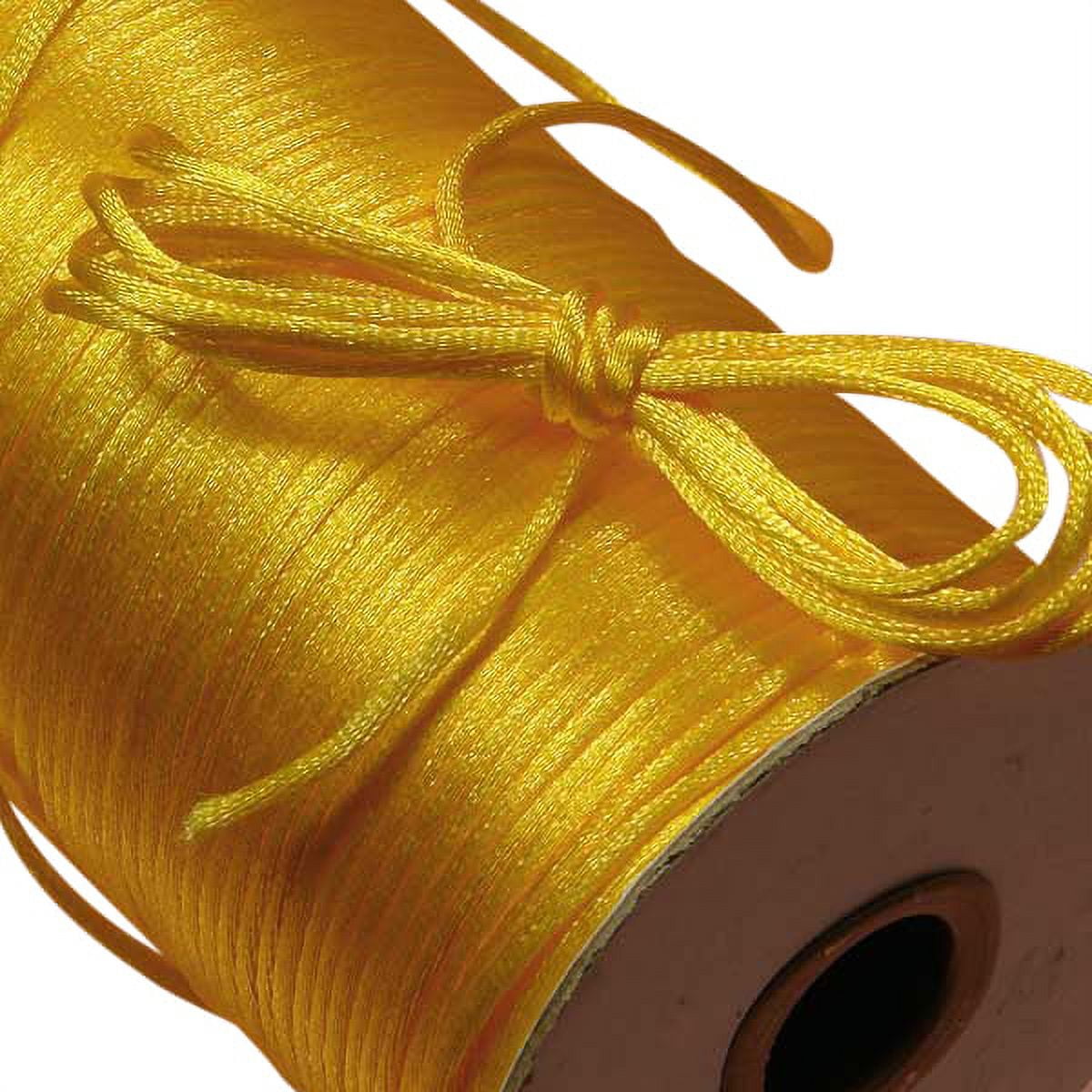 Black with Gold - 2mm Satin Rat Tail Cord - ( 2mm x 200 Yards )