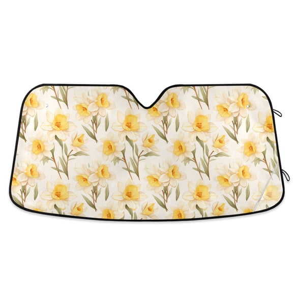 Daffodils Flower Car Windshield Sun Shade Foldable Car Front Window Visor Heat and UV Protection 53x23.5