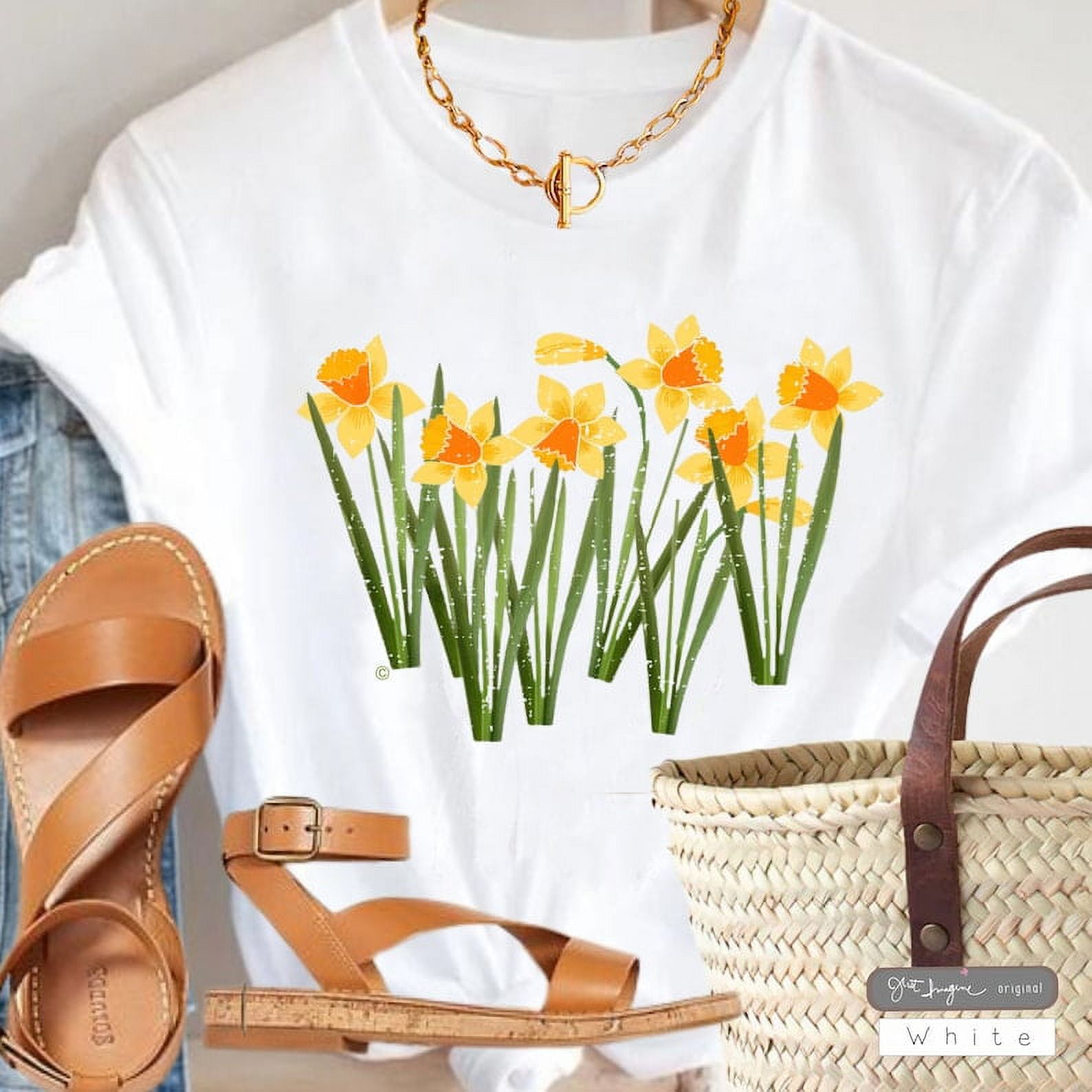 Daffodils ~ Flower Tee Shirt, Botanical Tee, boho Tee, wildflower shirt ...
