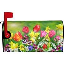 Daffodils and Tulip Flower Mailbox Covers Magnetic Standard Size 18" X 21" Spring Summer Mailbox Cover Decorations Wrap