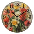 thumbnail image 1 of Daffodils and Tulips Flowers Silent Wall Clock 10" Non-Ticking Battery Clock, 1 of 7