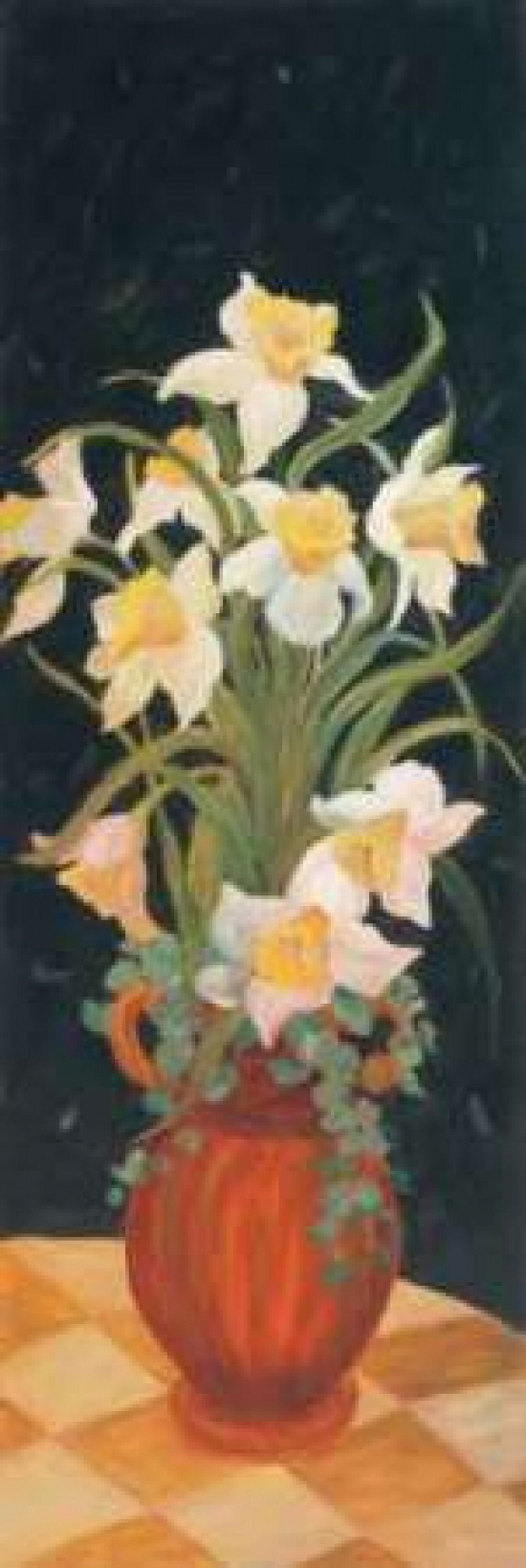 Daffodils at Dark Canvas Art - Leila Platt (12 x 36)