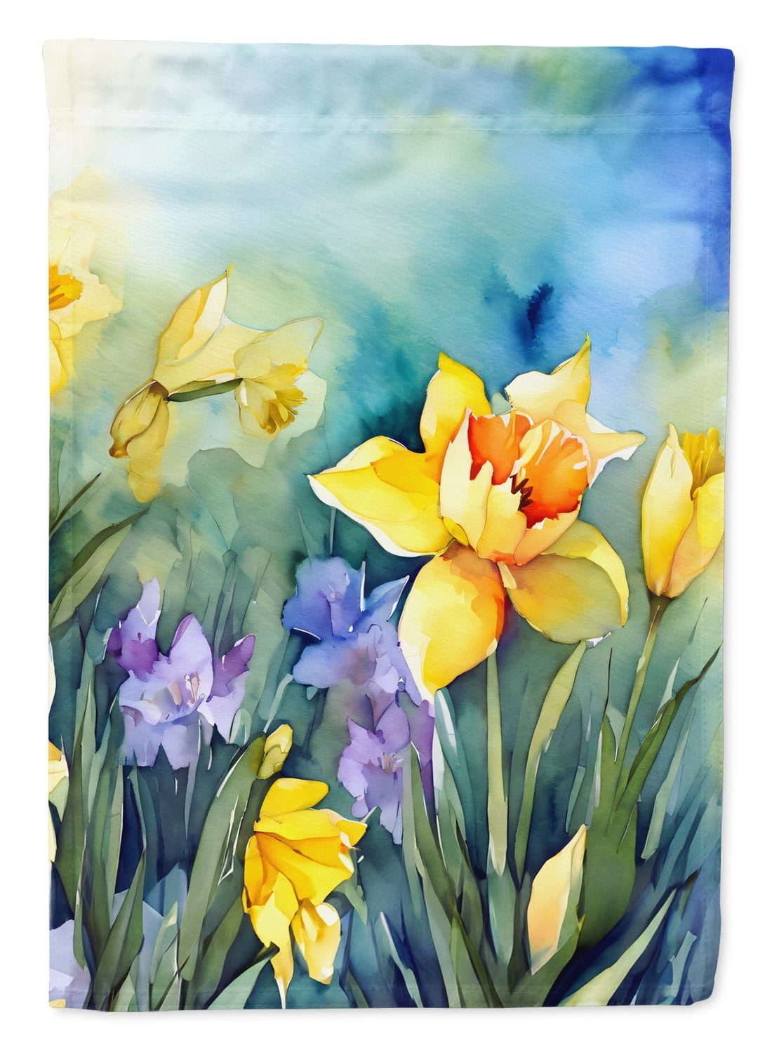 Daffodils in Watercolor Garden Flag 11.25 in x 15.5 in