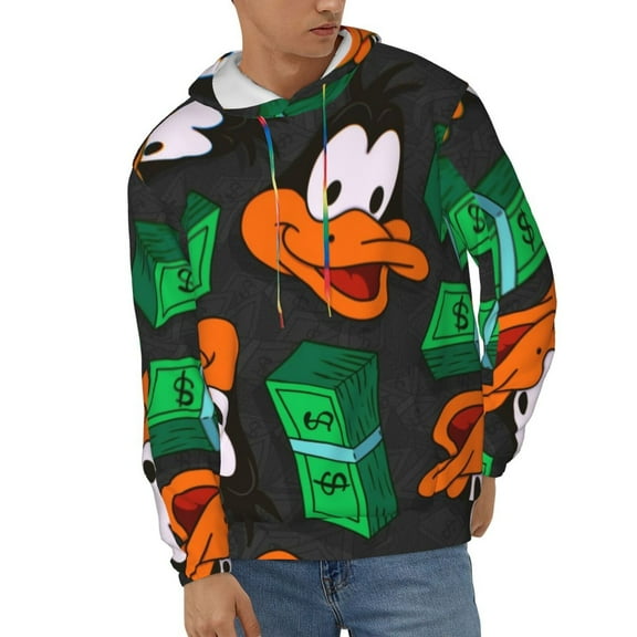 Daffy Duck Unisex Hoodies 3D Print Hooded Sweatshirt for Men Women, Long Sleeve Fall Pullover Top with Pockets