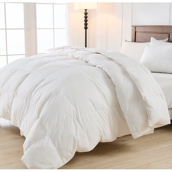 Dafinner 100% Organic Cotton Goose Feather Down Fibers Comforter King Size, Hypoallergenic & Breathable Medium Warmth for All Season Duvet Insert (106x90, White)
