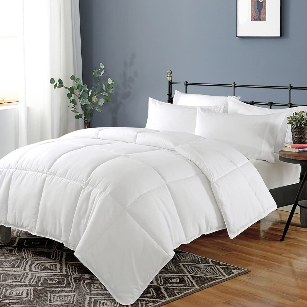 Dafinner Lightweight King Size Cotton Duvet, Breathable Microfiber Comforter (White, 106"x90