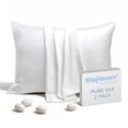 thumbnail image 1 of Dafinner Luxury Set of 2 Pure Mulberry Silk Pillowcases with Hidden Zipper Queen Size, Silky Pillow Cases for Skin & Hair (20x30, White), 1 of 9