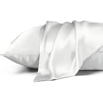 Dafinner Queen Size Mulberry Silk Pillowcase,Cooling Pillow Cases with Hidden Zipper,Smooth Breathable Pillowslip Helps Skin 2 Pack(20"x30",White)