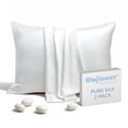 thumbnail image 1 of Dafinner Luxury Set of 2 Pure Mulberry Silk Pillowcases with Hidden Zipper Standard Size, Silky Pillow Cases for Skin & Hair (20x26, White), 1 of 9