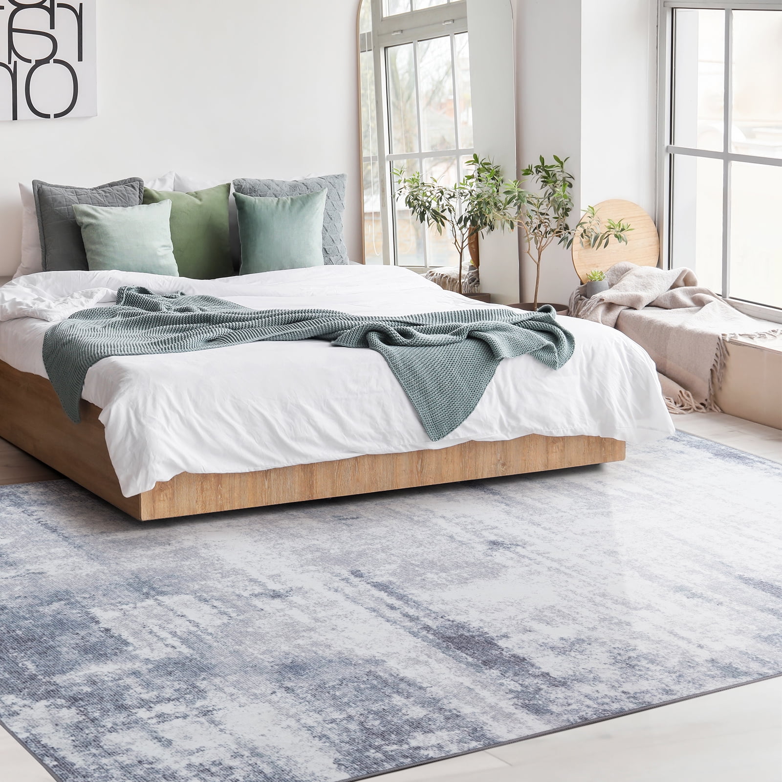 Daftiioo Abstract Indoor Area Rug, Soft Fluffy Contemporary Area Rugs