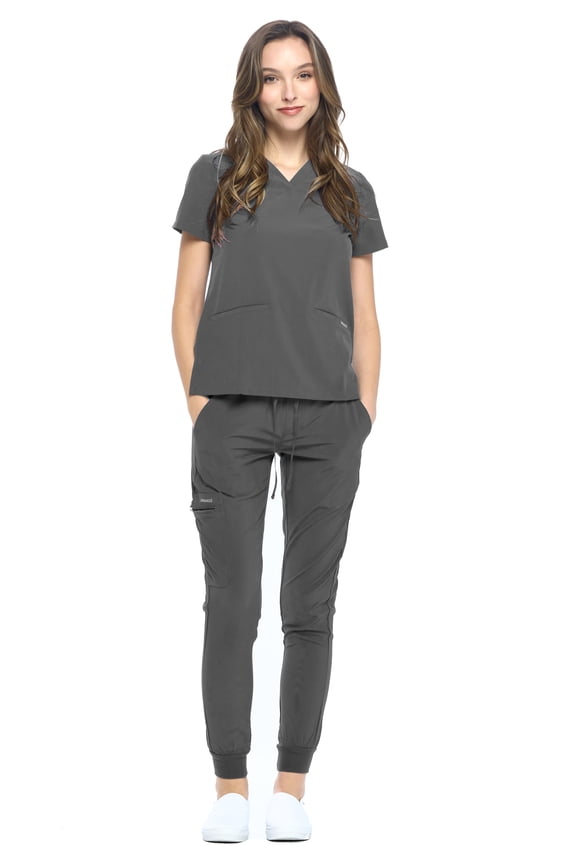4-Way Stretch Jogger Scrub Set, Gray, (Unisex)