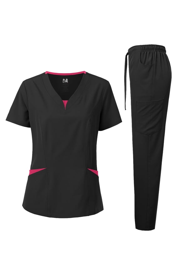 Medical Uniform 4-Way Stretch Two Tone Scrub Set