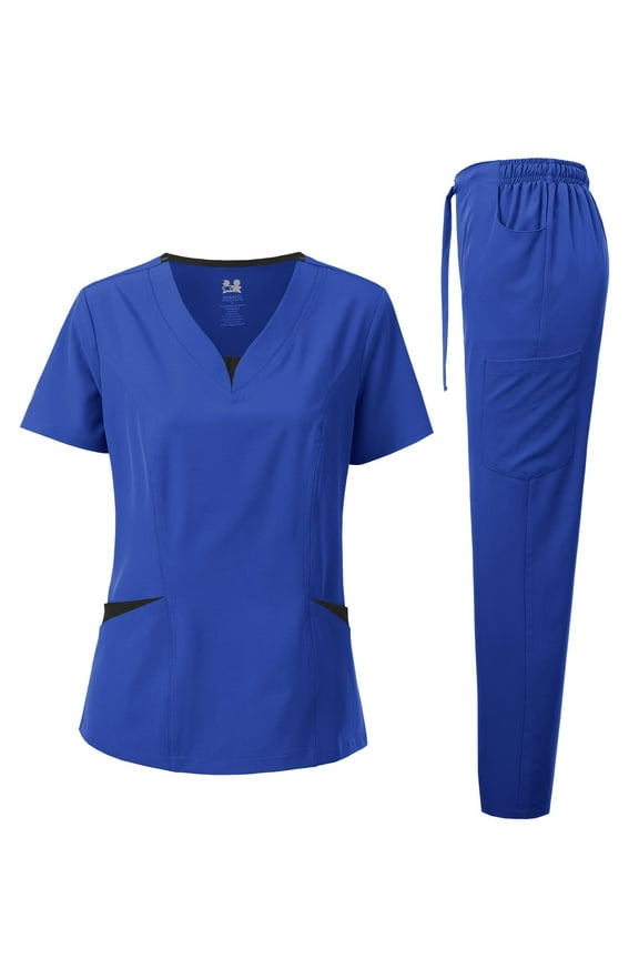 Medical Uniform 4-Way Stretch Two Tone Scrub Set