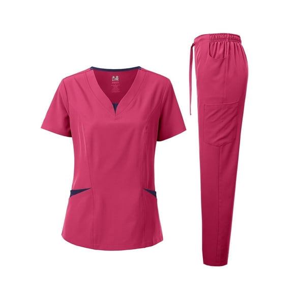 Dagacci Medical Uniform 4-Way Stretch Two Tone Scrub Set