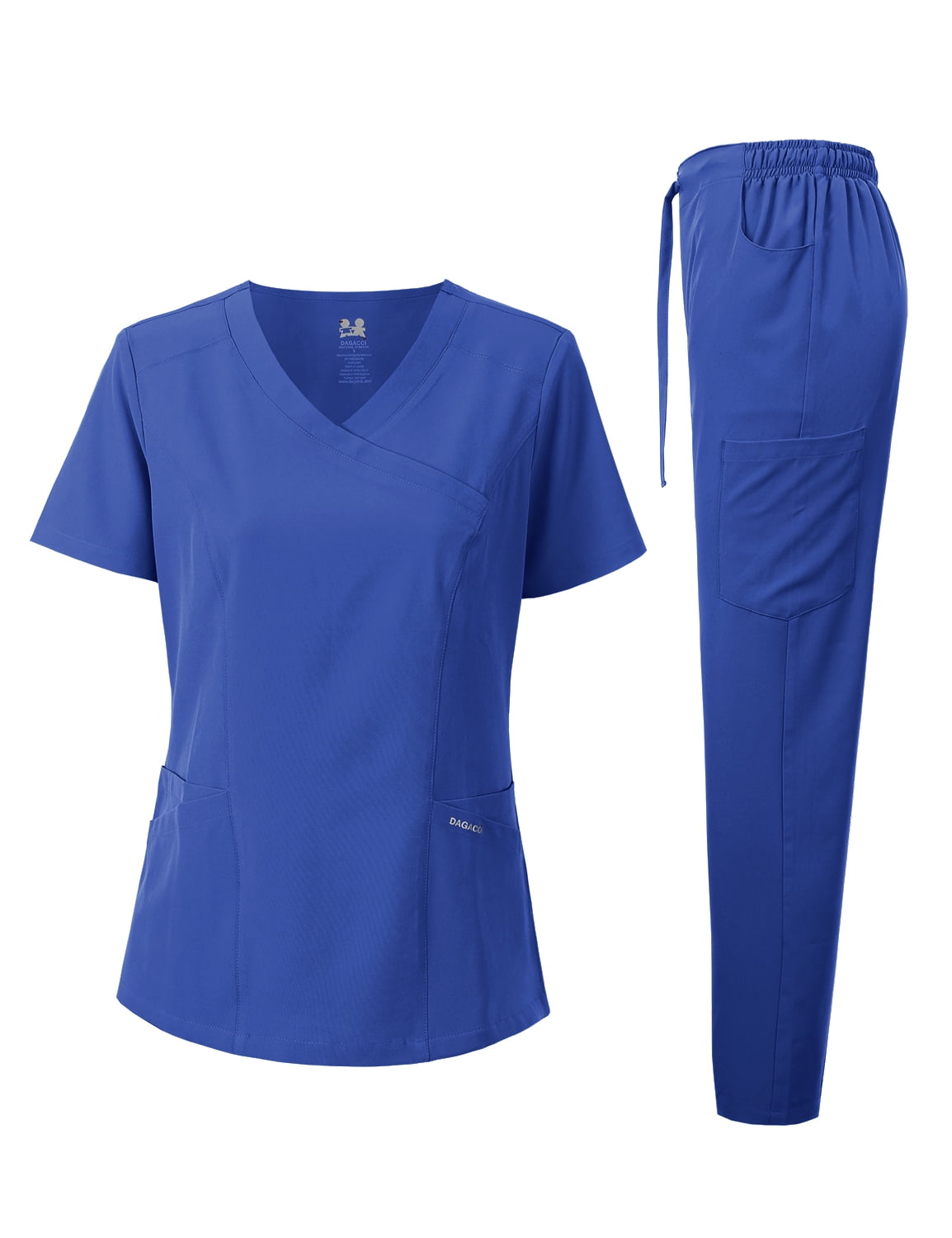 Dagacci Medical Uniform 4-Way Stretch Y-Neck Scrub Set - Walmart.com