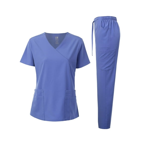 Dagacci Medical Uniform 4-Way Stretch Y-Neck Scrub Set