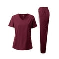thumbnail image 1 of Dagacci Medical Uniform 4-Way Stretch Y-Neck Wrap Scrub Set, 1 of 3