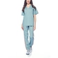 thumbnail image 1 of Dagacci Medical Uniform Unisex Men and Women V-Neck Athletic Trim Cotton Scrub Set (Seafoam,L), 1 of 6