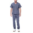 thumbnail image 1 of Dagacci Medical Uniform Unisex Men and Women V-Neck Top Joggers Pants Athletic Trim Cotton Scrub Set (Pewter Gray,XXXL), 1 of 6