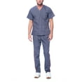 thumbnail image 1 of Dagacci Medical Uniform Unisex Men and Women V-Neck Top Straight Pants Athletic Trim Cotton Scrub Set (Pewter Gray,XL), 1 of 4