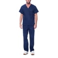 thumbnail image 1 of Dagacci Medical Uniform Unisex Men and Women V-Neck Utility Cotton Scrub Set (Navy,L), 1 of 5