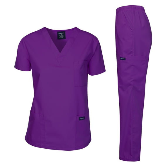 Dagacci Medical Uniform Unisex Scrubs Set Scrub Top and Pants