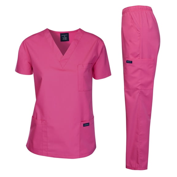 Dagacci Medical Uniform Unisex Scrubs Set Scrub Top and Pants