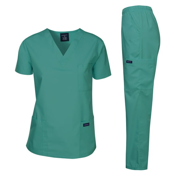 Dagacci Medical Uniform Unisex Scrubs Set Scrub Top and Pants