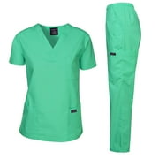 Dagacci Medical Uniform Unisex Scrubs Set Scrub Top and Pants