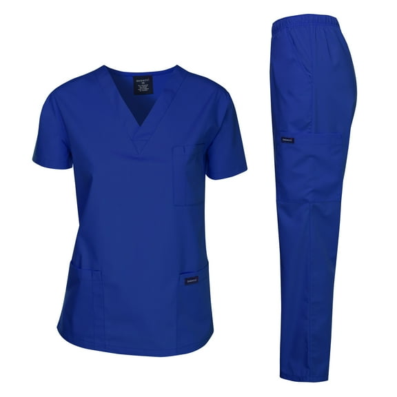 Dagacci Medical Uniform Unisex Scrubs Set Scrub Top and Pants