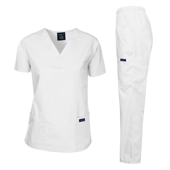 Dagacci Medical Uniform Unisex Scrubs Set Scrub Top and Pants