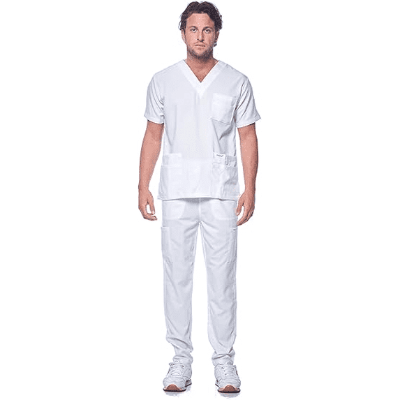 Dagacci Medical Uniform Unisex Women and Men’s V-Neck Super Stretch Scrub Set