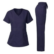 Dagacci Medical Uniform Women's Scrub Set Stretch and Soft Y-Neck Top and Pants