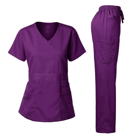 Dagacci Medical Uniform Women's Scrub Set Stretch and Soft Y-Neck Top and Pants