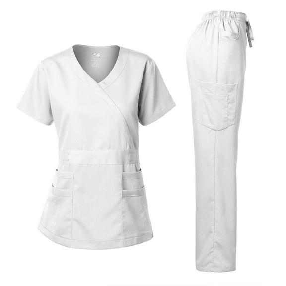 Dagacci Medical Uniform Women's Scrub Set Stretch and Soft Y-Neck Top and Pants